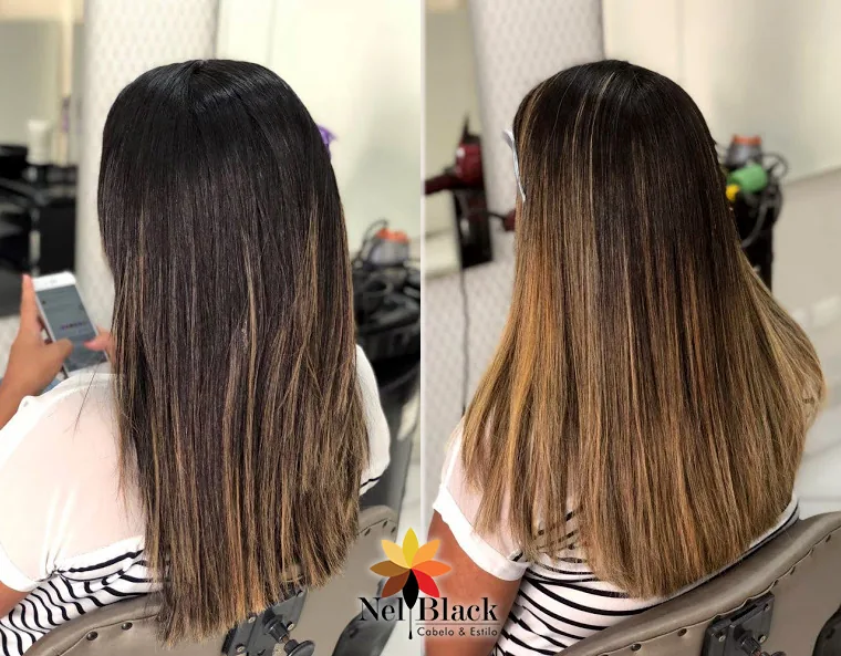 Coloração ou mechas executadas no Nelblack